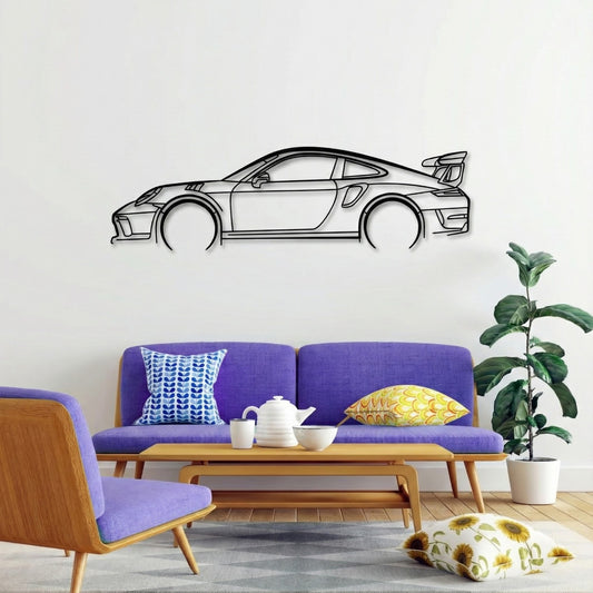 911 GT3 RS (991), Detailed Silhouette Metal Wall Art