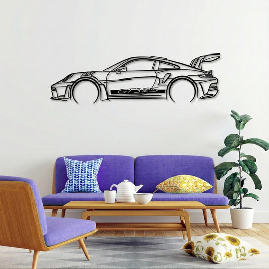 GT3 RS Weissach (992), Detailed Silhouette Metal Wall Art