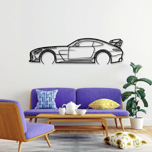 AMG GT Black Edition, Detailed Silhouette Metal Wall Art