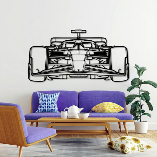 F1 2024 Front design, Detailed Silhouette Metal Wall Art